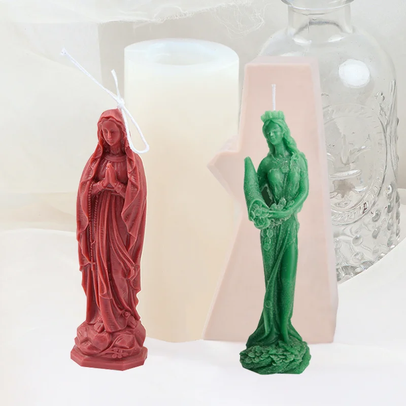 

3D Retro Virgin Mary Sculpture Silicone Mold Diy Classical Fortune Goddess Of Wealth Candle Mould for Godmother Mothers Day Gift