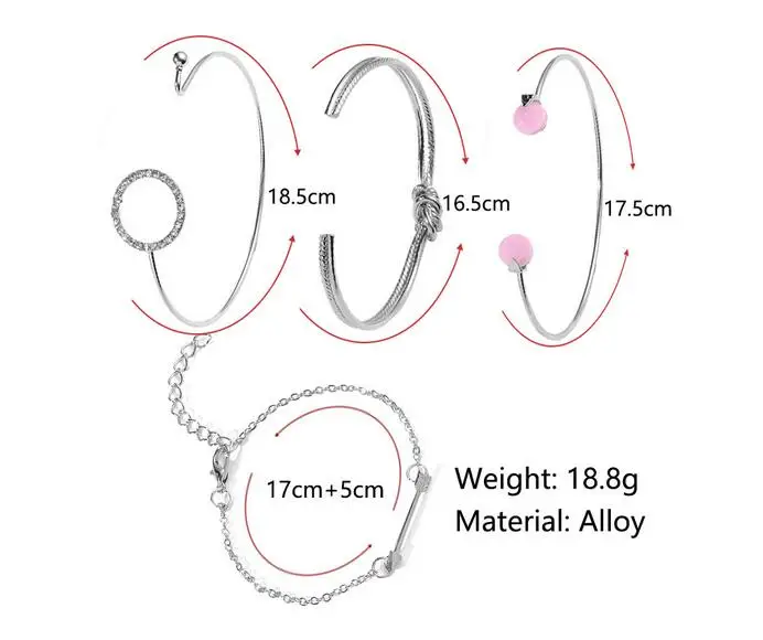 Очаровательные Романтические Розовые Кристальные открытые манжеты PICKYZ 4