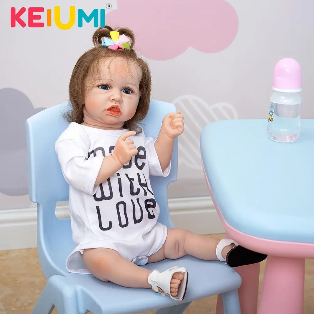 

KEIUMI 57 CM Reborn Baby Dolls Full Body Silicone Girl Baby Toddler Doll Soft Touch For Kid Chiritmas Chirldren's day Gift