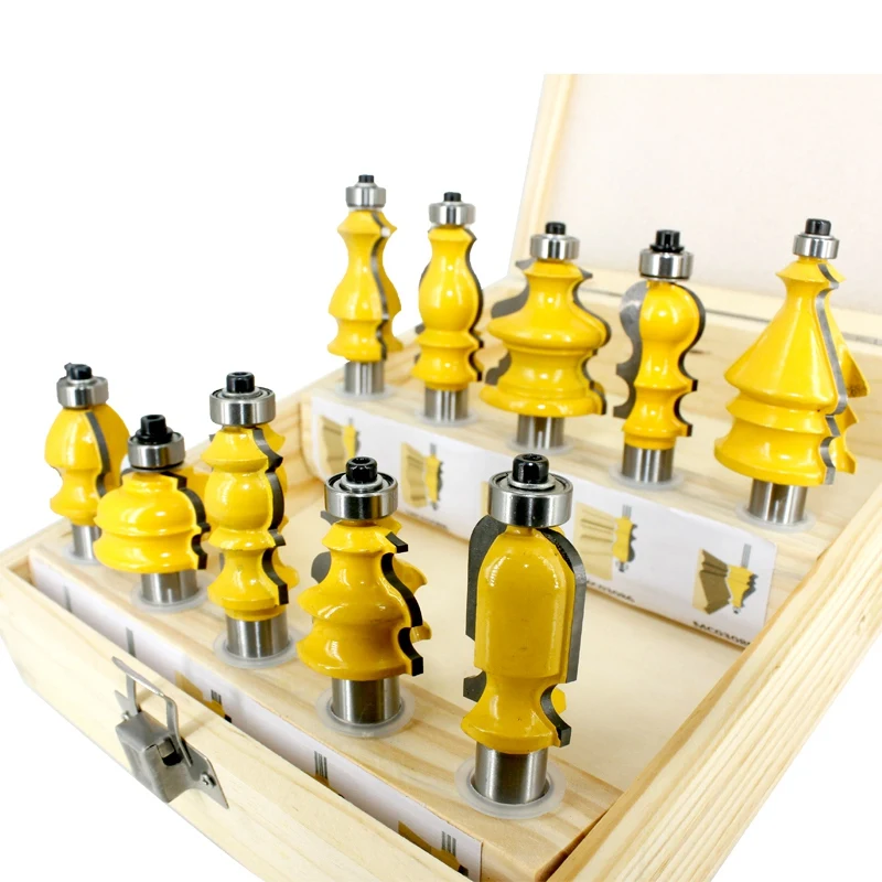 Горячая XD-10Pcs 12 мм хвостовик архитектурная Лепка фрезы Набор обсадная база ЧПУ