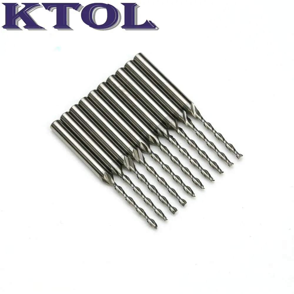 

3.175*1.5*17mm 2 Flute Spiral Milling Cutter Engraving Tool CNC Router Bits for Acrylic MDF 10pcs Micro Tungsten Carbide Endmill