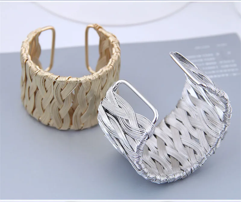 Женский широкий браслет Kymyad металлический Открытый в стиле панк для пары|flower