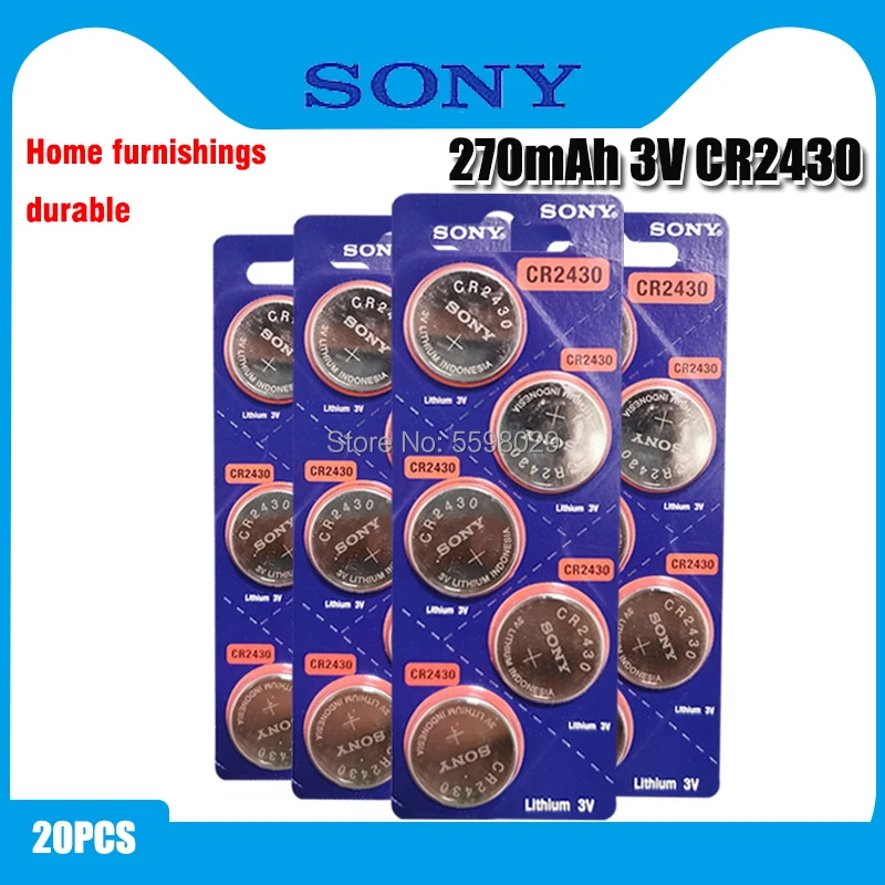 

20pcs Original Sony CR2430 CR 2430 Button Coin Batteries DL2430 BR2430 KL2430 3V Lithium Battery For Watch Toy hearing aids