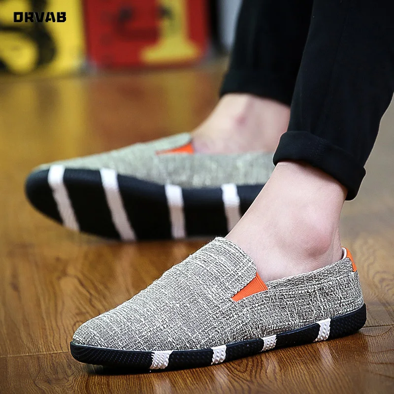 Breathable Summer Shoes Men Linen Hemp Slip-On Driving Moccasin Soft Comfortable Sneakers Non-slip Loafers Mens Casual | Обувь