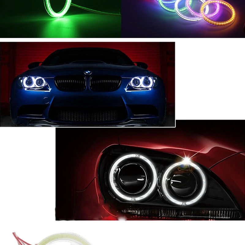 2 шт. Супер Яркие Кольца Ангельских Глаз COB LED Фары 60мм 70мм 80мм 90мм 100мм 110мм 120мм Автомобиль Мотоцикл DRL Лампа