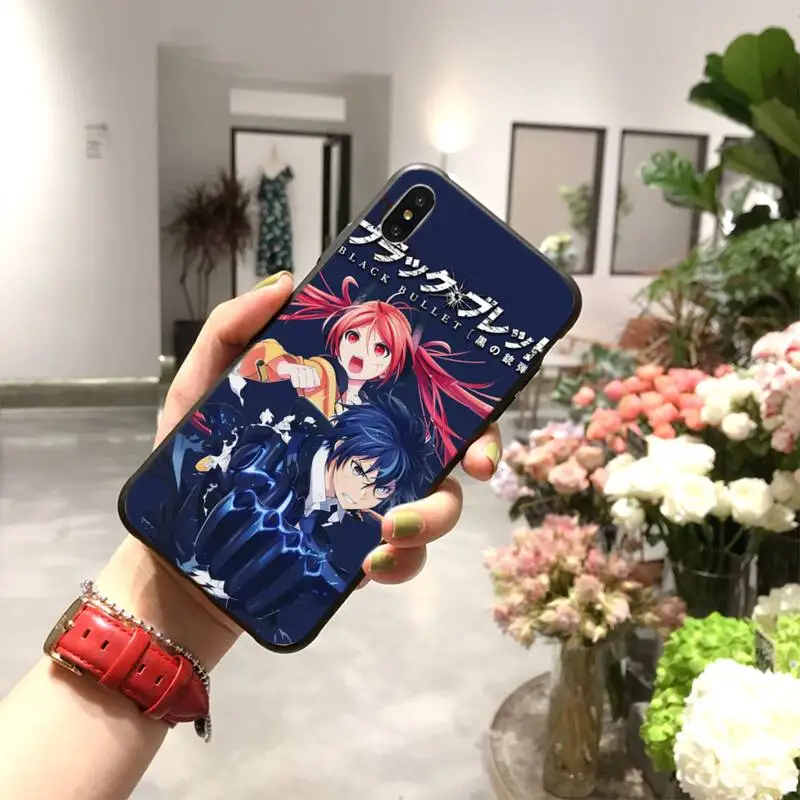 

NBDRUICAI Japanese anime black bullet Black TPU Soft Phone Case Cover for iPhone 11 pro XS MAX 8 7 6 6S Plus X 5S SE XR case