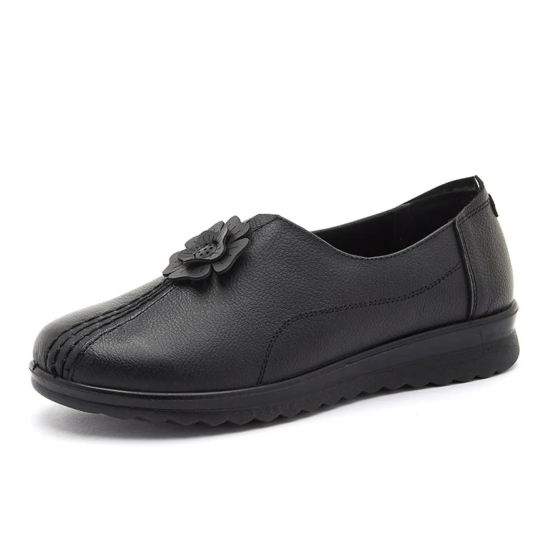 

35-41 Women'S Flat Slip-On Shoes Spring Ladies 2021 New Genuine Leather Casual Shoes For Female Fashion Flower Woman Sneakers