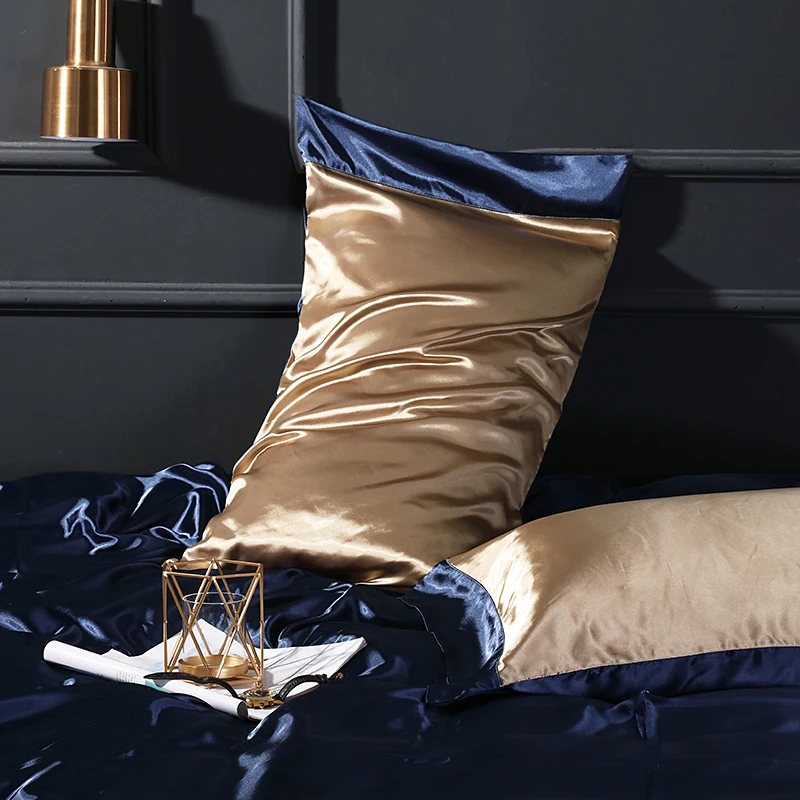 Funda de almohada de sat&eacute;n de seda con emulaci&oacute;n de dise&ntilde;o Multicolor, protector de almohada para una salud est&aacute;ndar, cubre almohadas de Casa de 48x74cm # a, 2 uds.-3