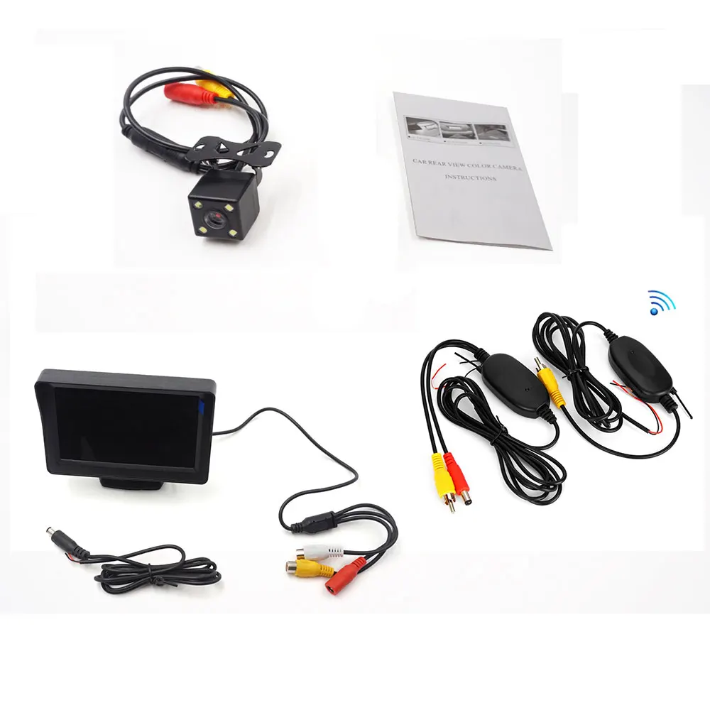 monitor wireless cam Монитор для камеры заднего вида 4,3 дюймовый TFT автомобильный монитор с камерой заднего вида ночного видения и 2,4G беспроводной RCA передатчик и приемник система парковки камера заднего вида с монитором - Цвет: monitor wireless cam