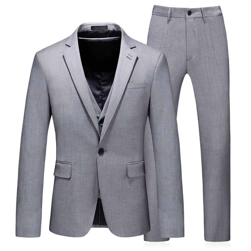 

Костюм деловой мужской классический, приталенный дизайн, пиджак + брюки + жилет, модный костюм для делового банкета, комплект из 3 предметов, ...