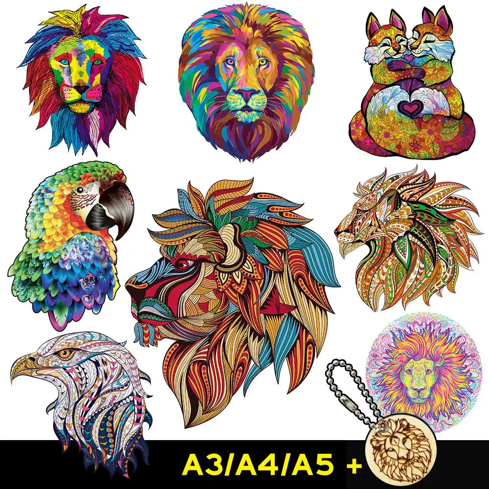 

Lion Wooden Jigsaw Puzzles For Adults Unique Shape Jigsaw Pieces Children Educational Holiday Gift Irregular Puzzle Wooden