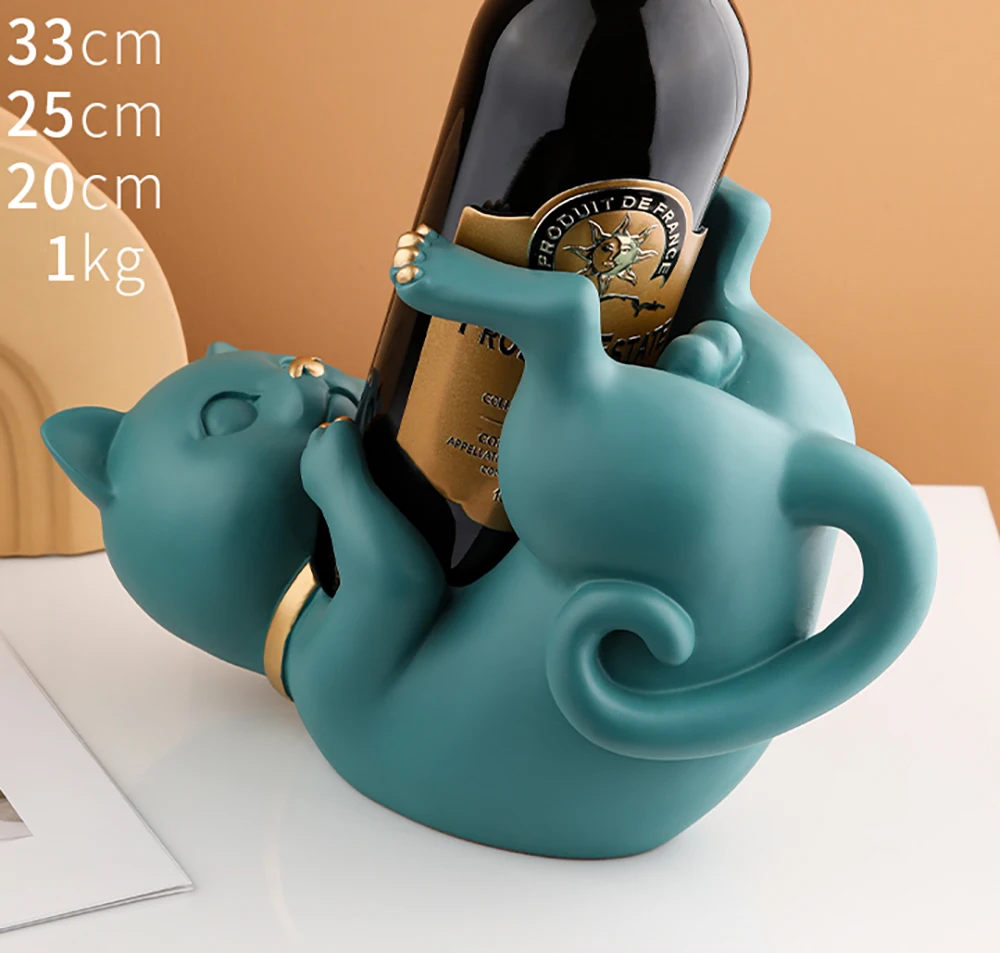 Creative Lying Cat Sculpture Resin Figurine Wine Rack Holder Shelf Stand Home Living Room Office Decoration Craft Gift | Дом и сад