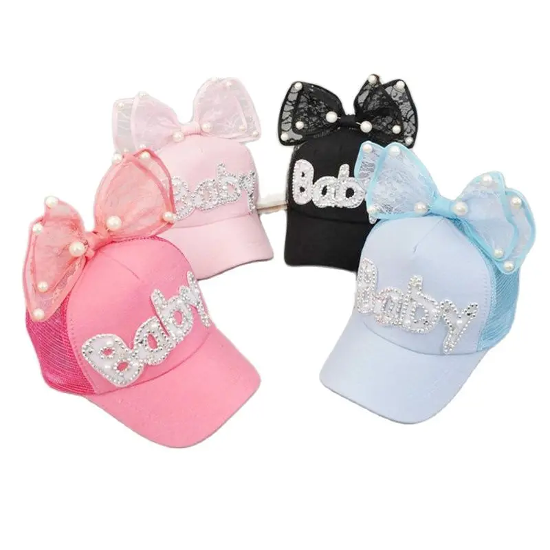 Бейсболка детская Doitbest летняя дышащая с жемчужным бантом в виде ушей кролика для