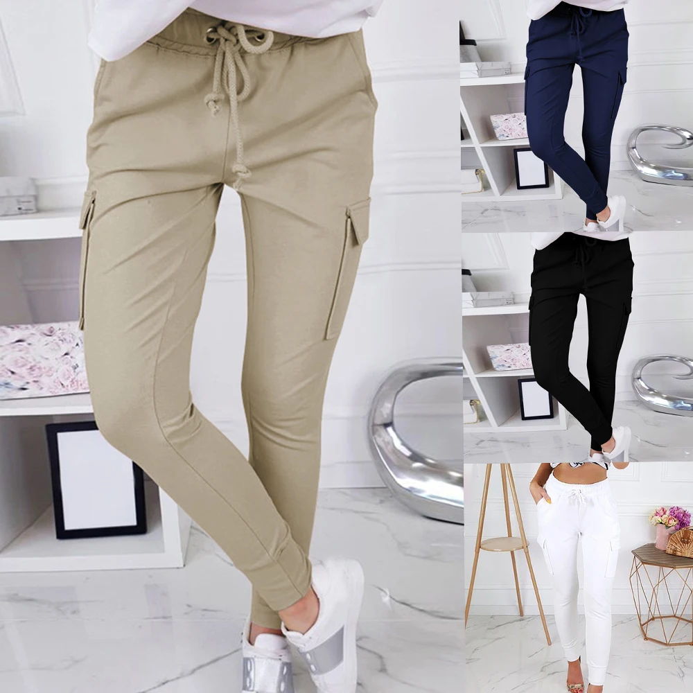 Women's Pants For Women Cotton High Waist Sweatpants Black Khaki Cargo Woman Ladies Trousers Joggers Slim Lady | Спорт и