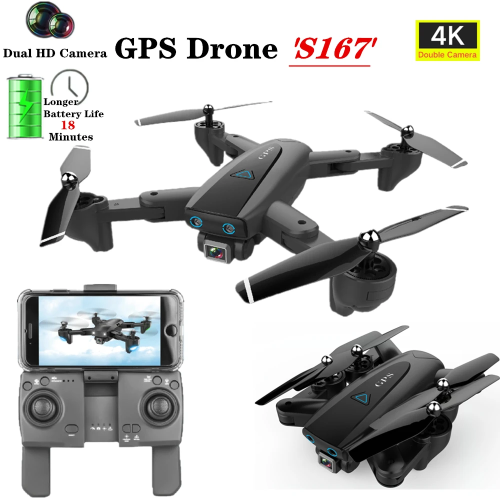 Радиоуправляемый Дрон 4K GPS UAV с 1080P 2 4G/5G WiFi FPV HD широкоугольная камера складной