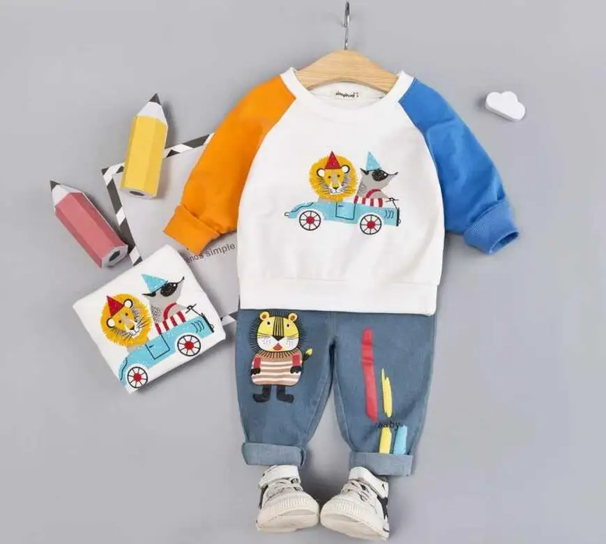 Boys and girlsɼlothes New pattern Autumn Korean Version Children's Sanitary Clothes Suit Two-piece toilet suit Pure cotton | Детская