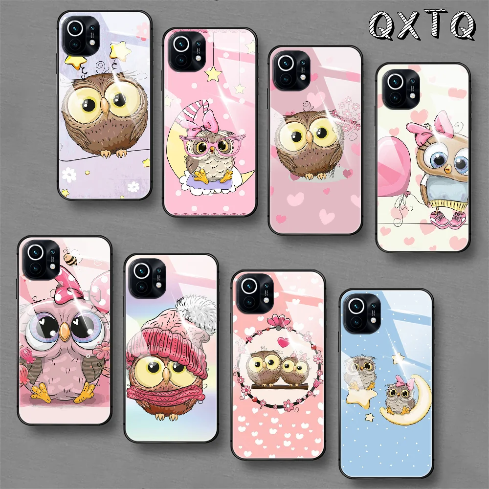 

Owl Owls Cute Cartoon Tempered Glass Phone Case For Xiaomi Mi 8 9 10 11 T Max Pro Lite Poco F X 2 3 Nfc Ultra Cover Cell 3D Hot