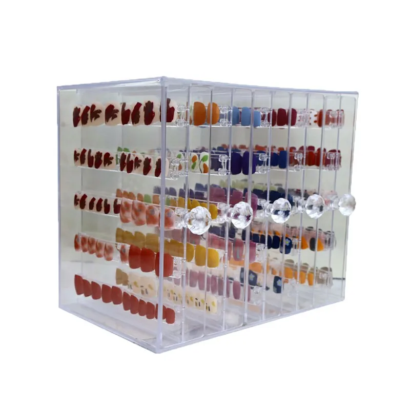

Transparent Acrylic Nail Polish Display Organizer False Nail Art Tips Display Stand Holder Clear Makeup Nail Art Storage Box
