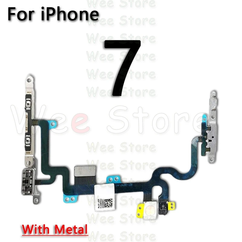 Высокое качество для iPhone 6, 6s, 7, 8 Plus, 5, 5S, SE, 5C, кнопки отключения звука и громкости, гибкий кабель с металлическим держателем, запчасти - Color: For iPhone 7