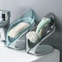 creative transparent soap holder leaf shaped soap box bathroom free punch