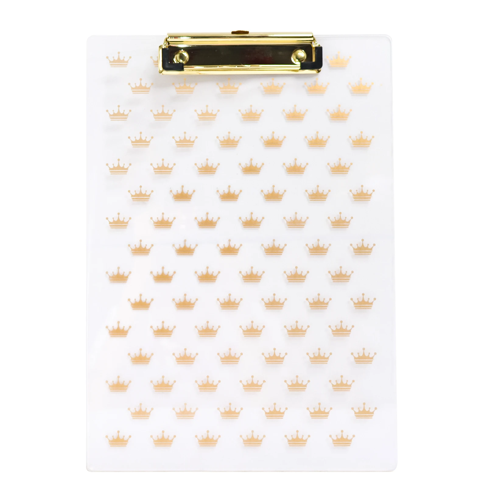 Transparent Acrylic A4 File Folder Paper Clipboard, Digital Board Acrylic Writing Pad Gold Crown School Office Stationery