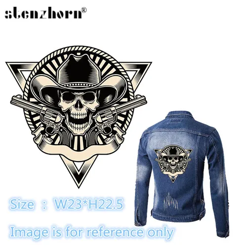 Skull-L-05 Нашивки с изображением Микки и Минни, железные нашивки для одежды, термонаклейки для детей, детская одежда, наклейки для глажки - Цвет: Skull-L-05