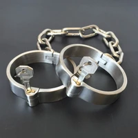 stainless steel bondage handcuffs wrist lockable shackles ankle cuffs collar fetish slave restraints sm adult games sex shop