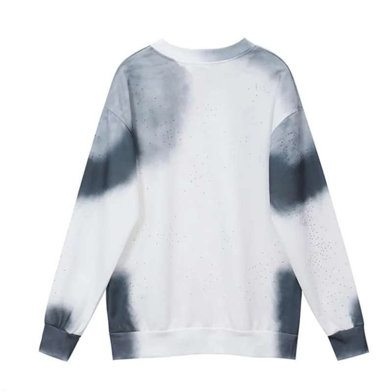 

Women White Tshirts Fashion Plus Size Pullover Tie Print Dye Long Sleeve Clothing Spring New Comfortable Casual Streetwear top