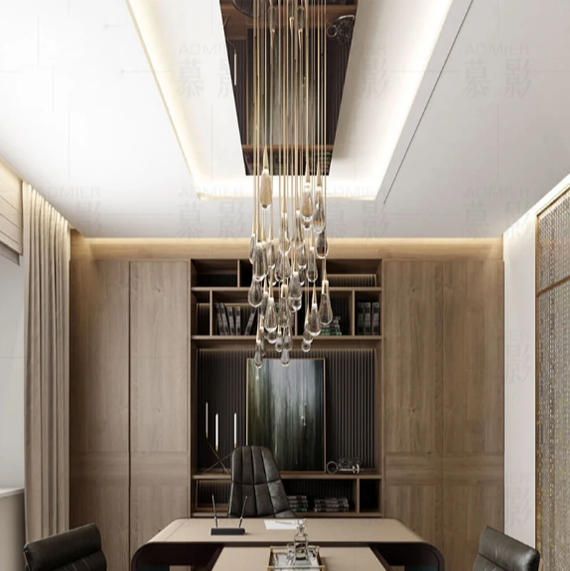 

Home Water drop Bubble Crystal Creative Pendant Light European-style Luxury LED Lamps Glass Indoor Lighting Restaurant Gold