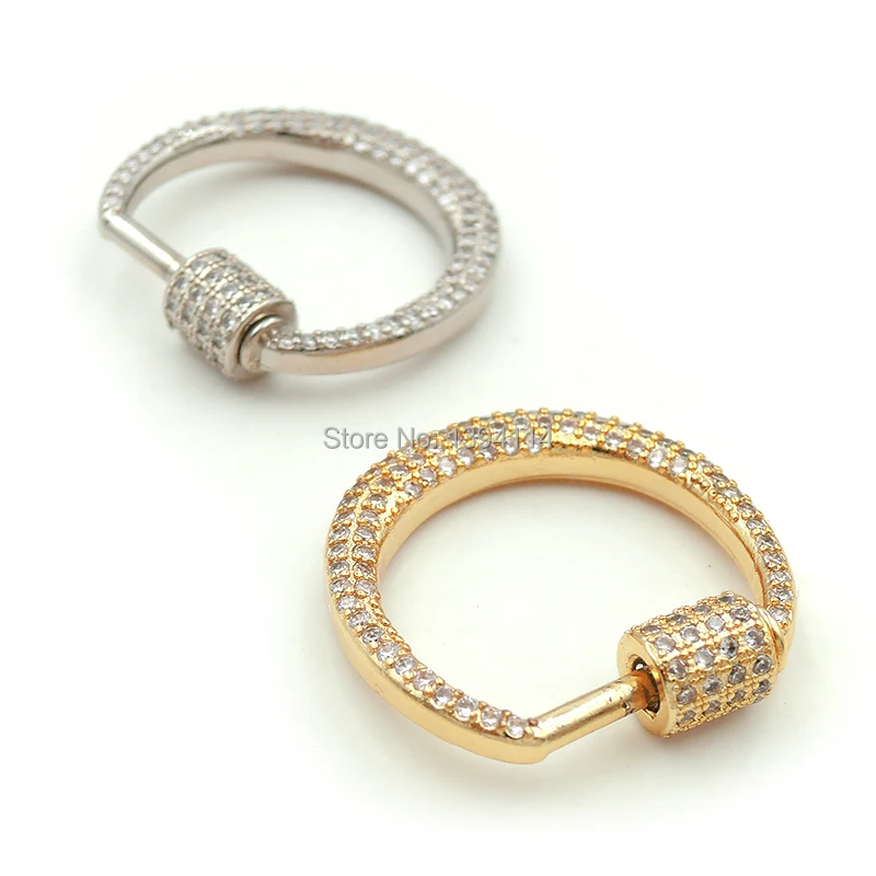 25*23*6 мм Micro Pave Clear CZ круглые винтовые застежки аксессуары