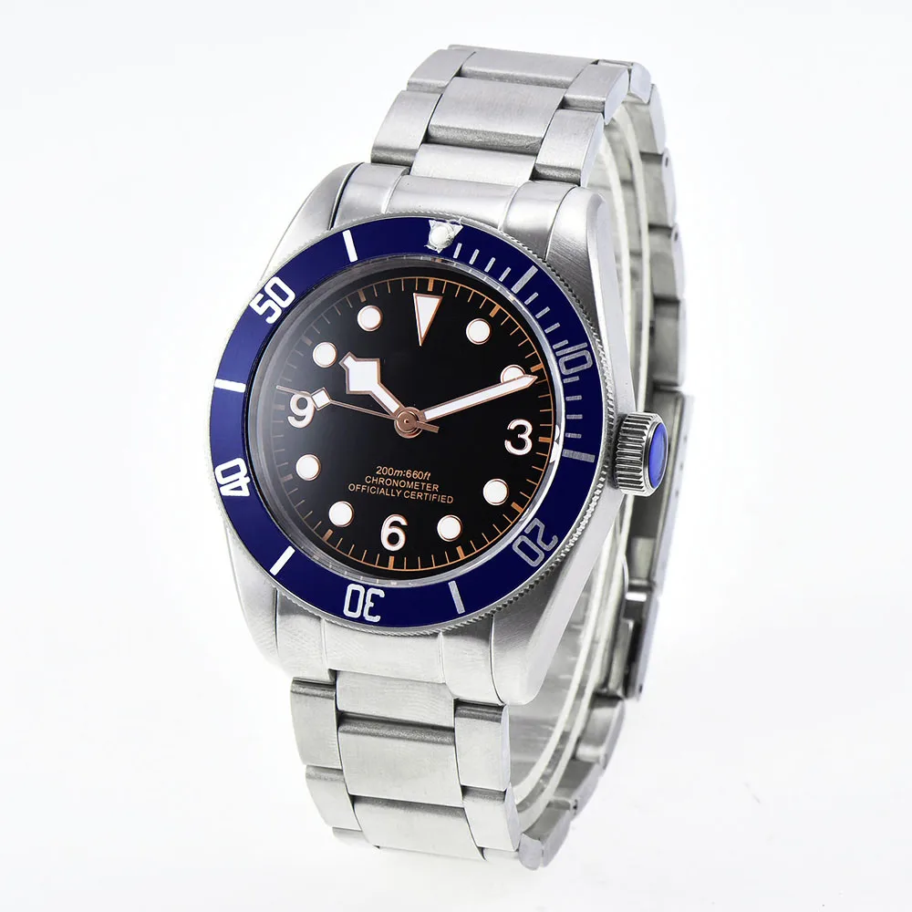 Механические наручные часы corgтеле 41 мм синяя рамка сапфировое стекло