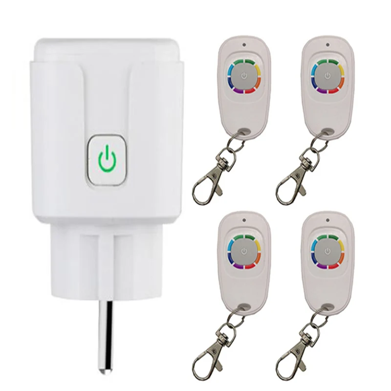 

433MHZ AC 110V 220V RF Smart Life Wireless Electrical Socket Switch Light EU Plug Wall Outlet Switch 20m Transmitter