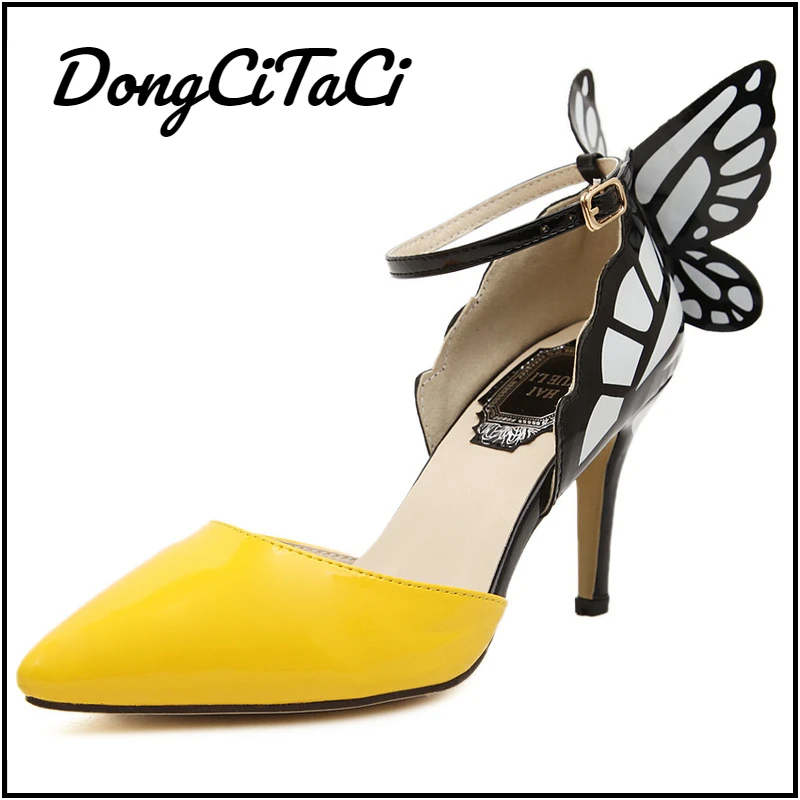 

DongCiTaCi Fashion Dream Butterfly Buckle Women Pumps Sexy Pointed Toe Wedding Party Nightclub High Heels Sandals Shoes Woman