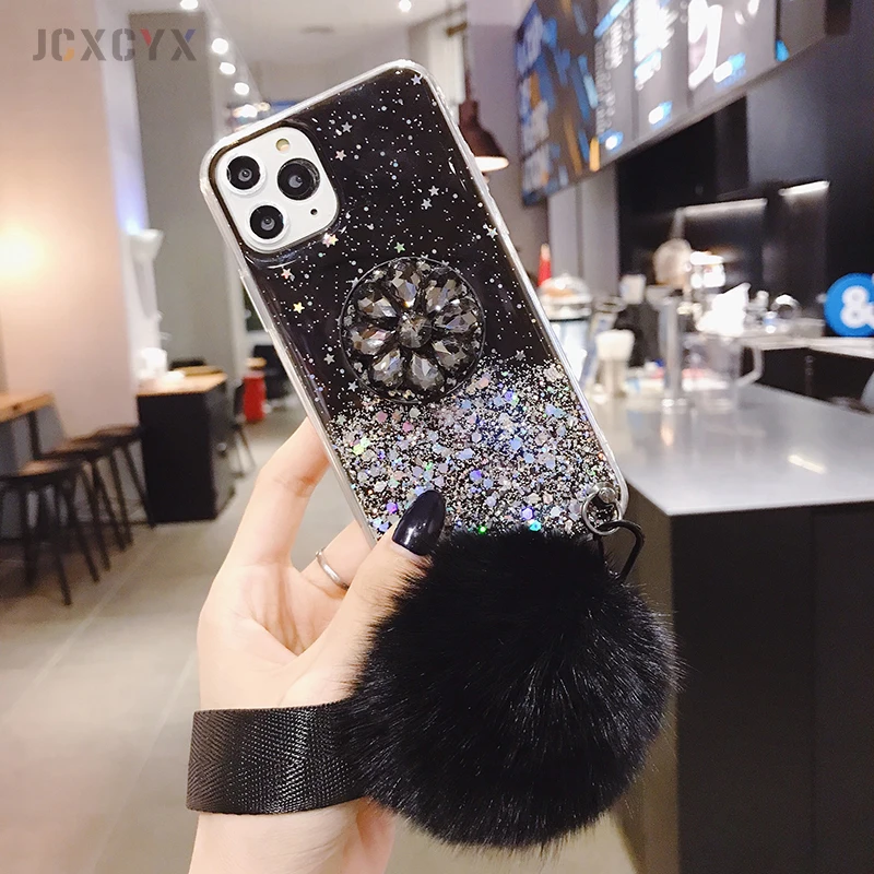 Роскошный Алмазный милый шнур для волос, мягкий чехол для iphone 7 X XR XS 11 pro MAX 8 6S plus для samsung S10 S8 S9 Note A50