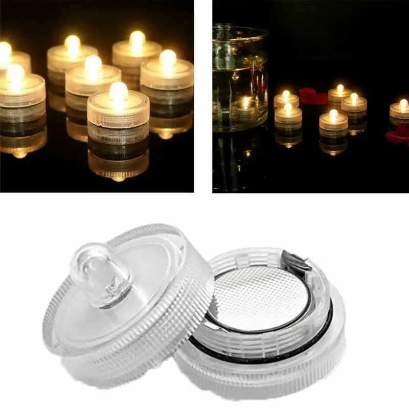 

10 светодиодный ных чайных ламп, беспламенные Свечи, Погружные Водонепроницаемые украшения для свадебной вечеринки