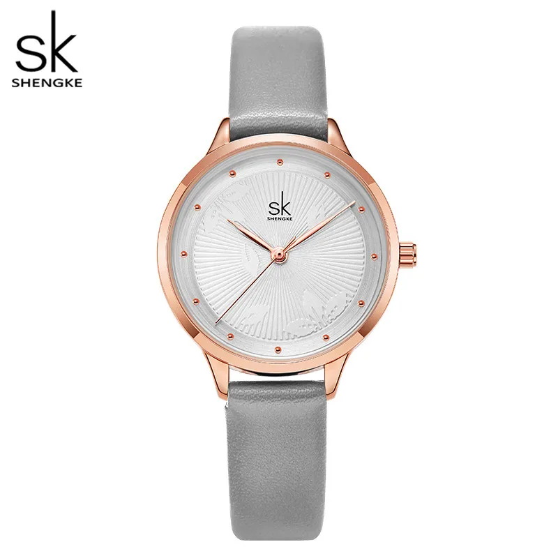 Shengke Fashion Simple Women Watches Woman Ladies Casual Leather Quartz Watch Female Clock Relogio Feminino Montre Femme Clock