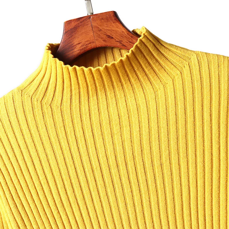 

Stretch Women Sweaters Semi Turtleneck Pullovers Autumn Winter Solid Soft Primer Shirt Long Sleeve Korean Slim Tight Sweater