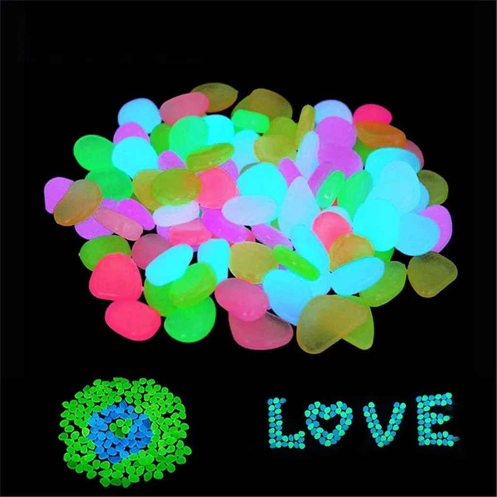 

200pc Luminous Pebbles Rocks Garden Ornaments Stone Glow In The Dark Garden For Walkways Fish Tank Decorations Pebbles Stones