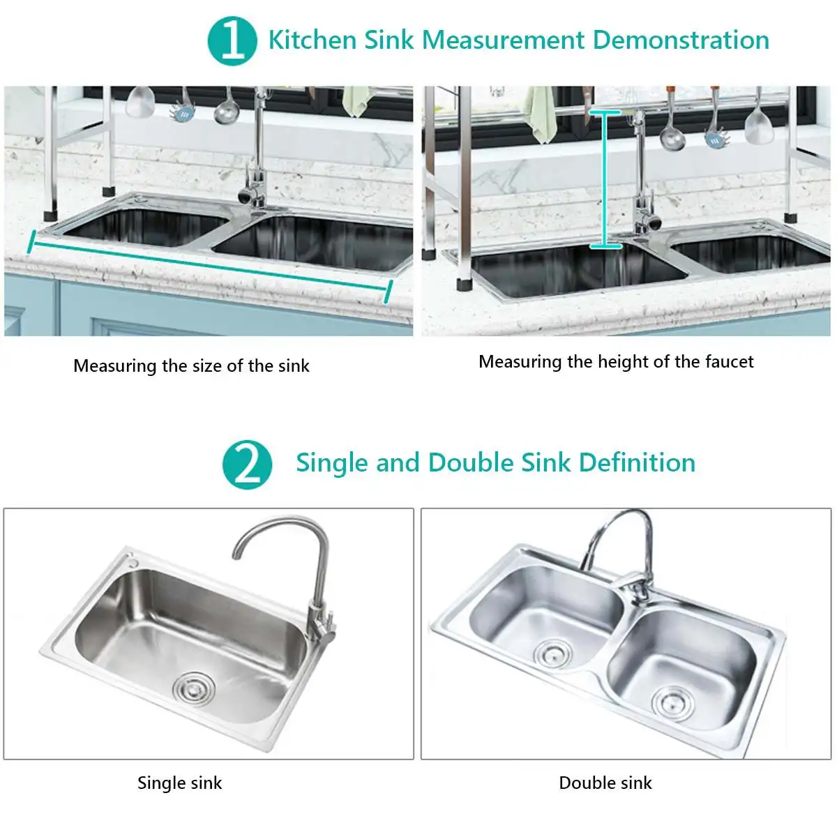

Over Sink Kitchen Organizer 2 Tiers Dish Drying Drain Rack Stainless Steel Storage Holder Utensils Dishes Rack Shelf 4 Sizes