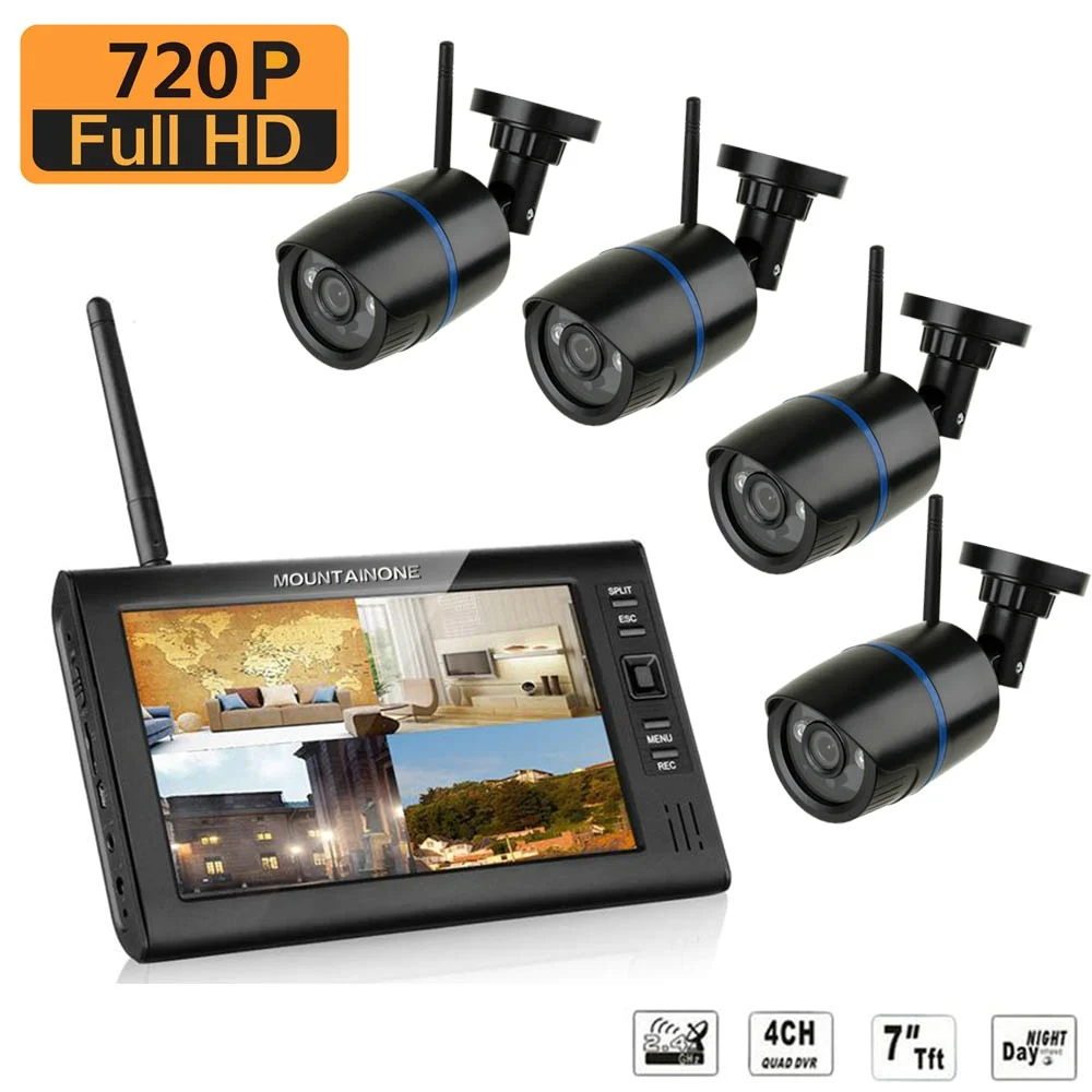 7-дюймовый TFT цифровой 2 4G Беспроводная камера s Аудио Видео детские мониторы 4CH Quad