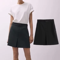 maxdutti faldas mujer moda 2021 autumn mini england style fashion solid skirt women high wasit a line sexy mini skirts womens
