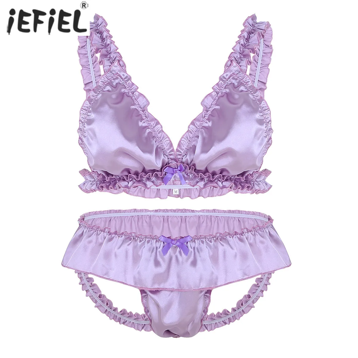 Мужское нижнее белье Sissy комплект из мягкого атласа эластичное с оборками и