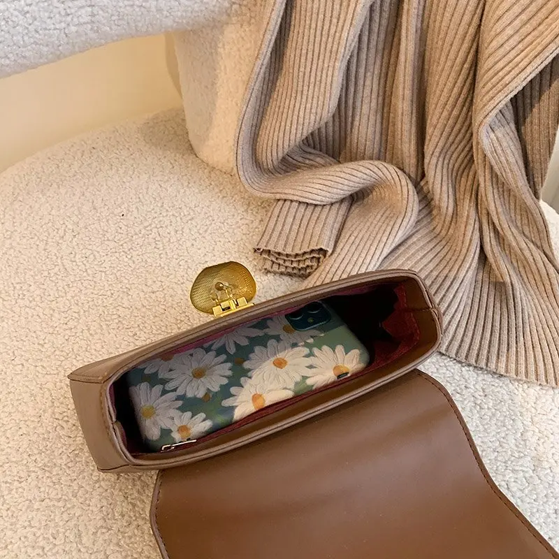 

Beautiful Women's Brand Handbag Ladies Pu Leather Luxury Chain Design Small Shoulder Crossbody Bag Female Media 2021 Summer