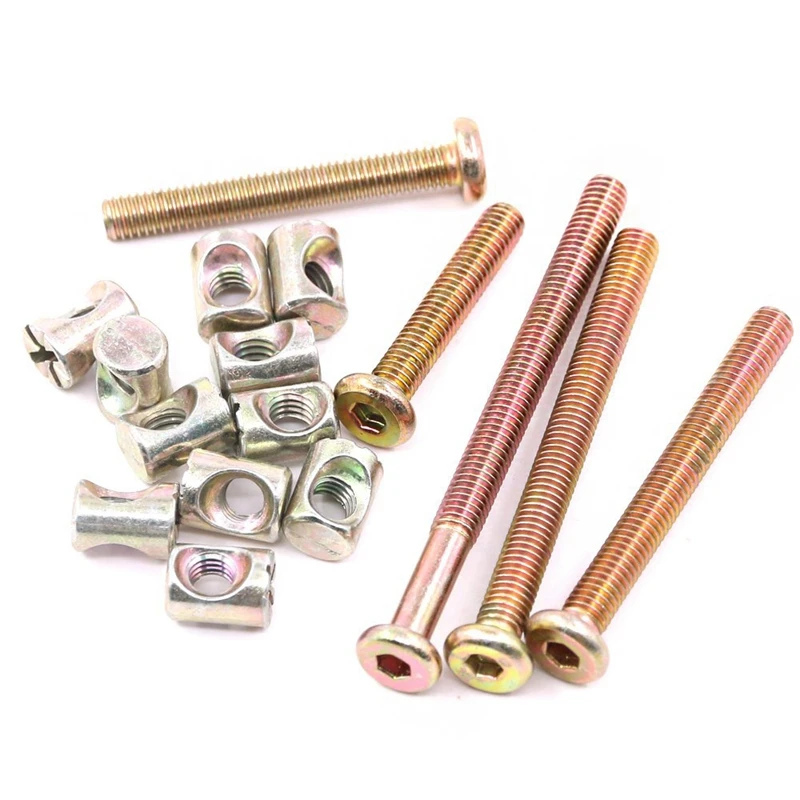 100 шт. мебельные болты для кроватки с бочками набор мебели детские 40 мм/50 мм/60 мм/70