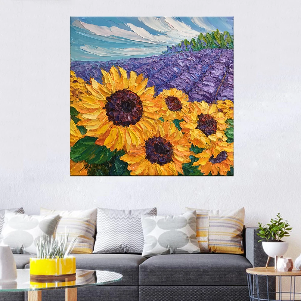 

Home Decor Canvas Printed Poster Painting Modern Wall Art HD Lavender Sunflower Scenery Pictures Living Room Modular No Frame