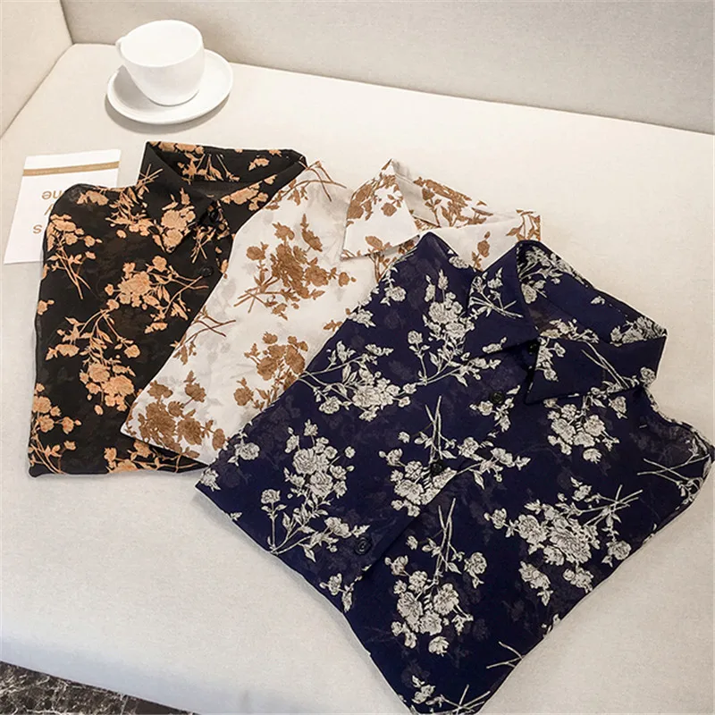 

Spring Autumn Vintage Women Print Shirt Tops Casual Office Chiffon Blouse Female Long Sleeve Shirts Blusa Plus Size 4XL AB1236
