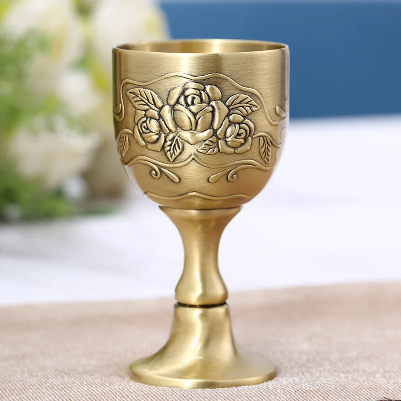 

Liqueur Shot Glass Glasses 25ml 100ml Tiny Wine Glass Chalice Vintage Well Made Zine-alloy Engraving Flower Pattern Goblet Cup