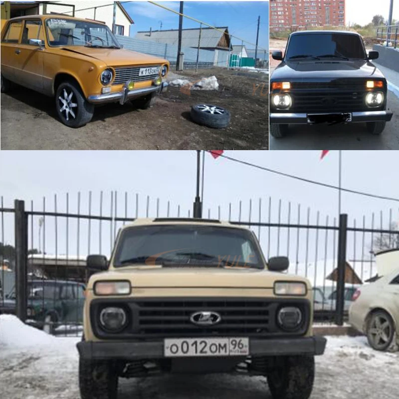 2 X Lada 4x4 Niva 7 дюймов Круглая светодиодная фара DRL для FREIGHTLINER Century Jeep JK &amp безлимитная