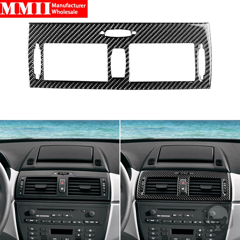 Carbon Fiber Sticker For BMW X3 E83 2004 2005 2006 2007 2008 2009 2010 Center Air Conditioning Outlet Interiors Car Accessories