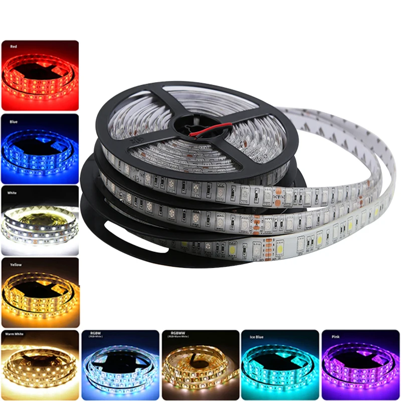 

RGB Led Strip Light 5050 2835 12V 5M 60Led/m LED Light Strips RGB 12 V Tape Neon Waterproof TV Backlight Holiday LedStrip